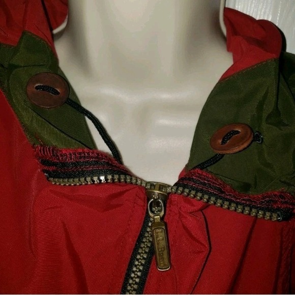 Vtg  LL Bean Anorak Windbreaker Pullover Hooded Jacket Aztec Wine Women's‎ M USA - Picture 3 of 7